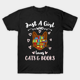 Just A Girl Who Loves Cats And Books Premium T-Shirt